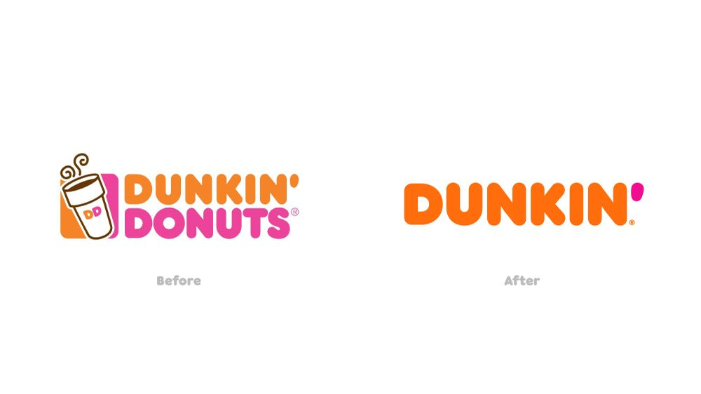 Dunkin Donuts rebrand into 'Dunkin', as a part of its efforts to modernize & refocus as a coffee-serving business